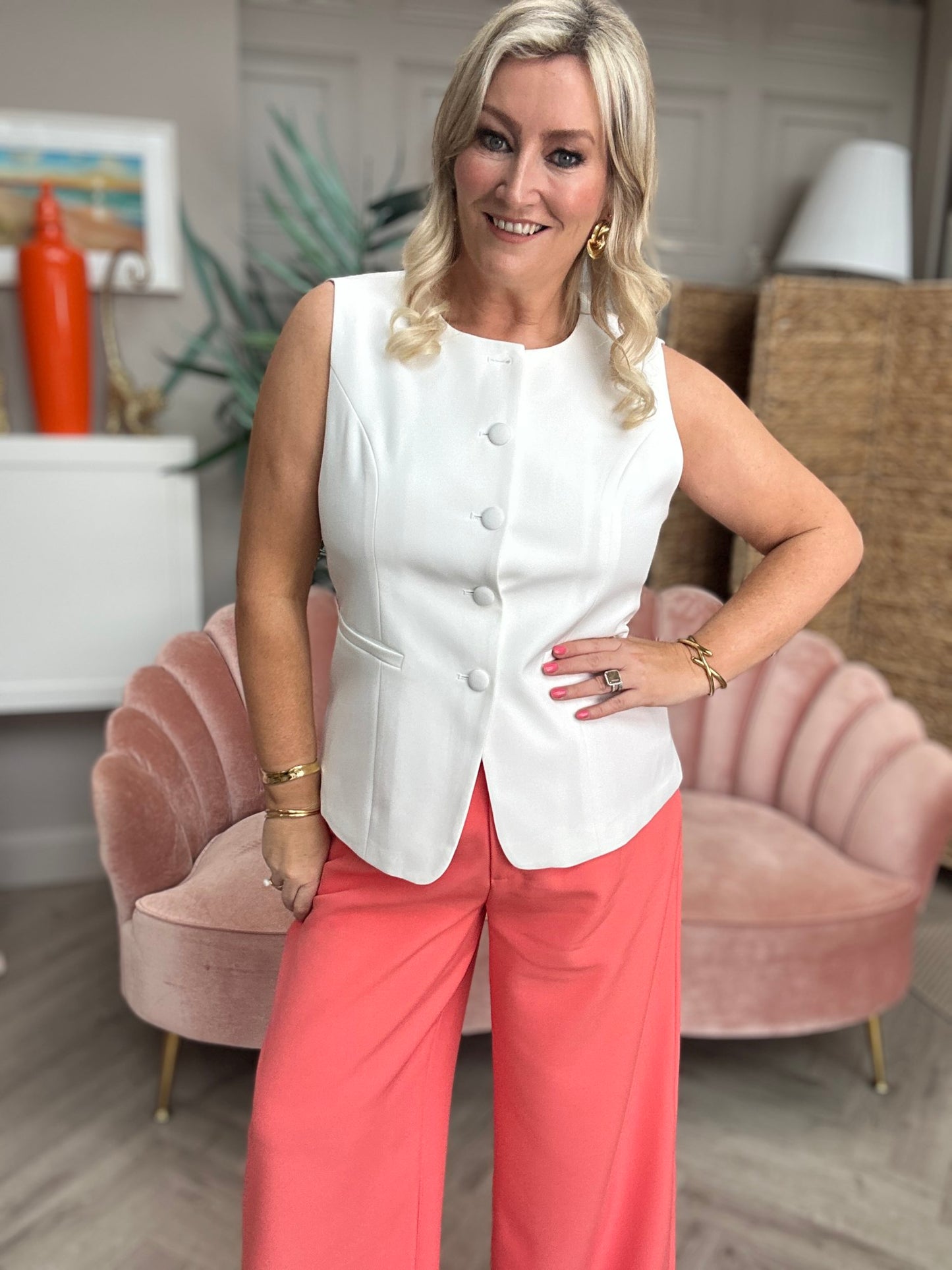 Melody Waistcoat Off White - Image 5