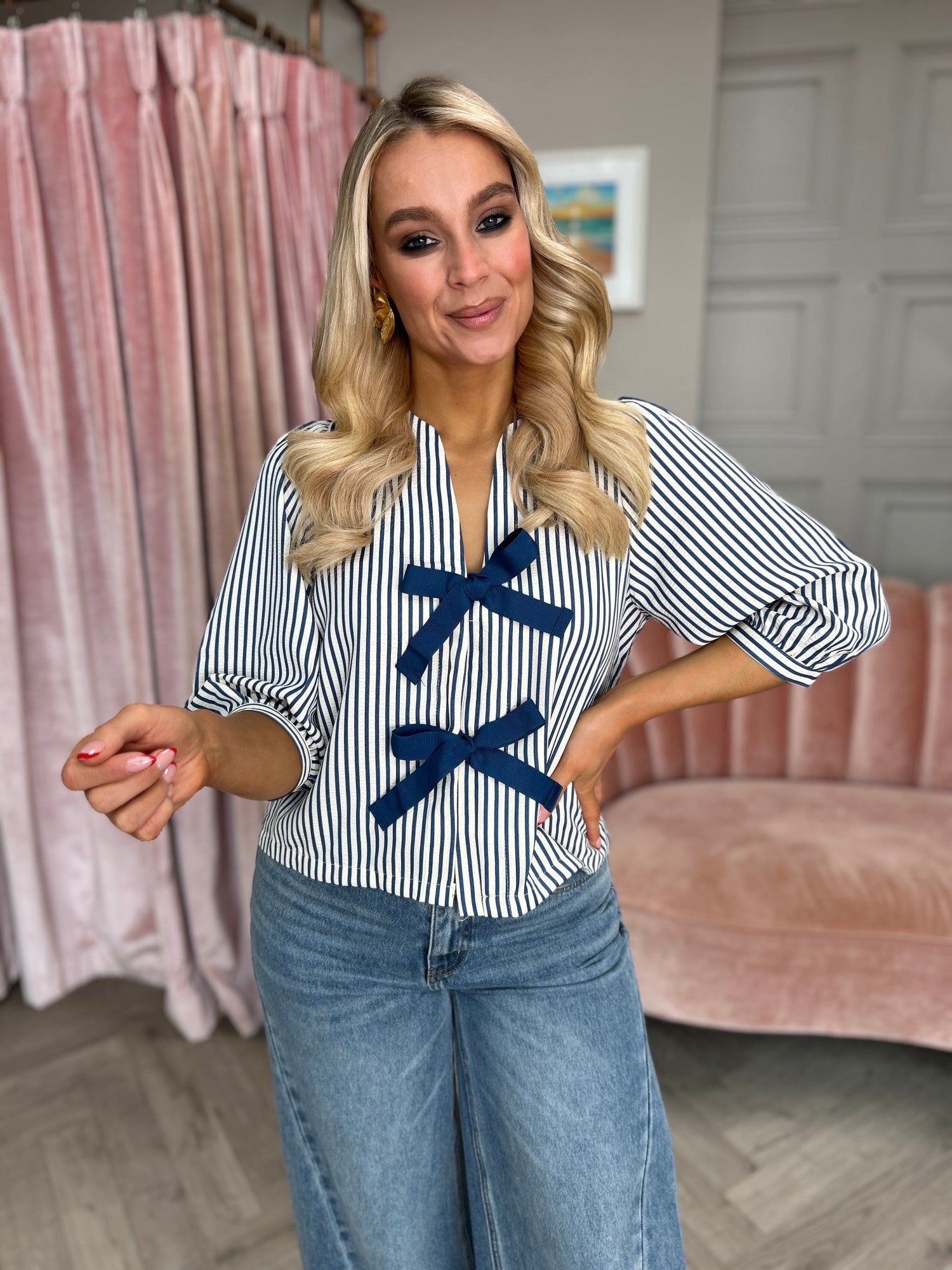 Calla Stripe Bow Top - Image unknown