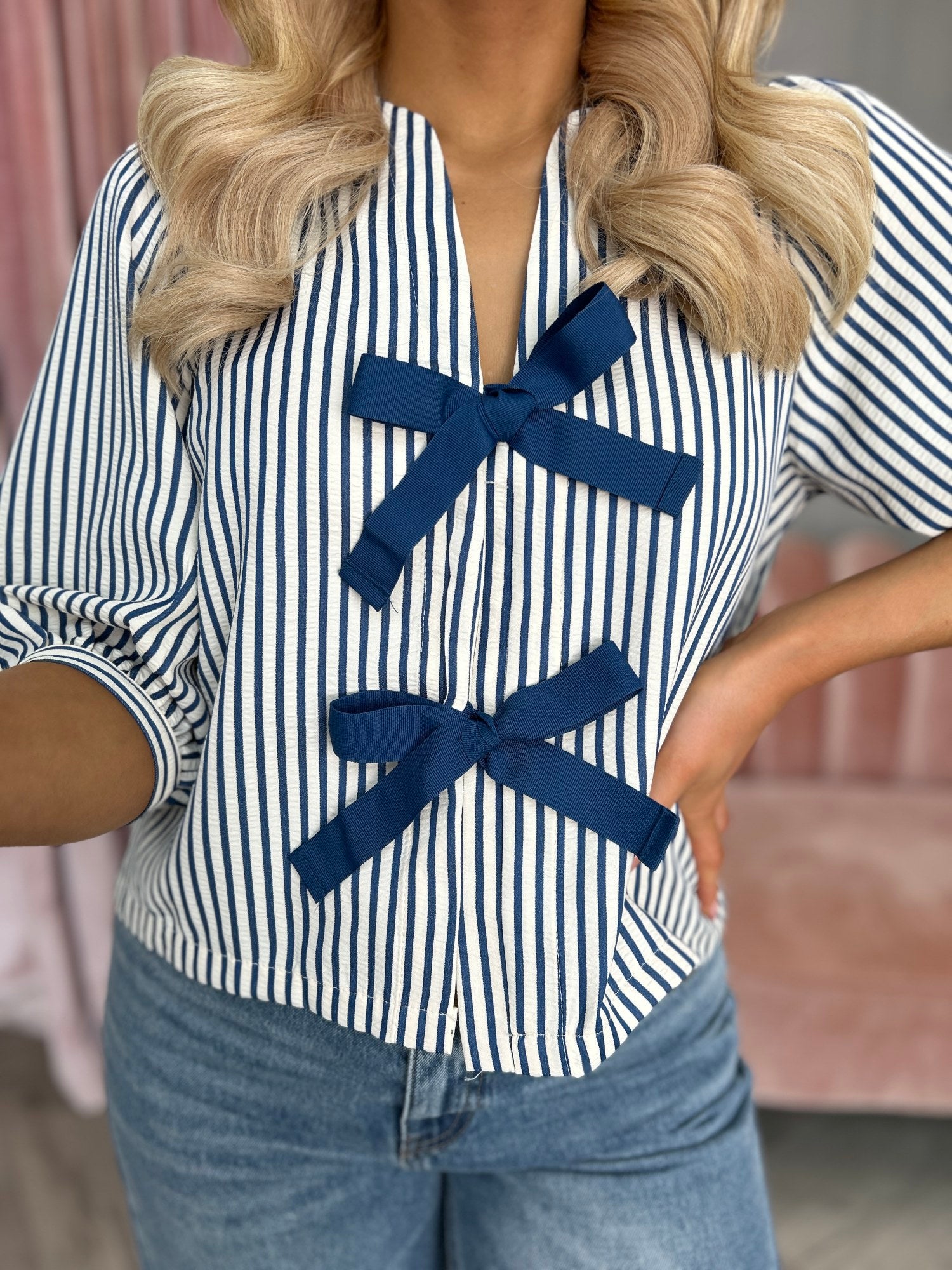 Calla Stripe Bow Top - Image 1