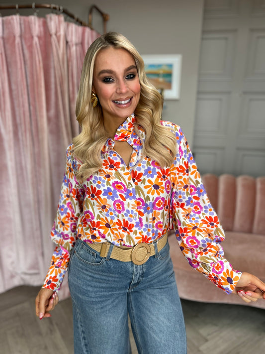 Meg Bright Floral Shirt - Image unknown