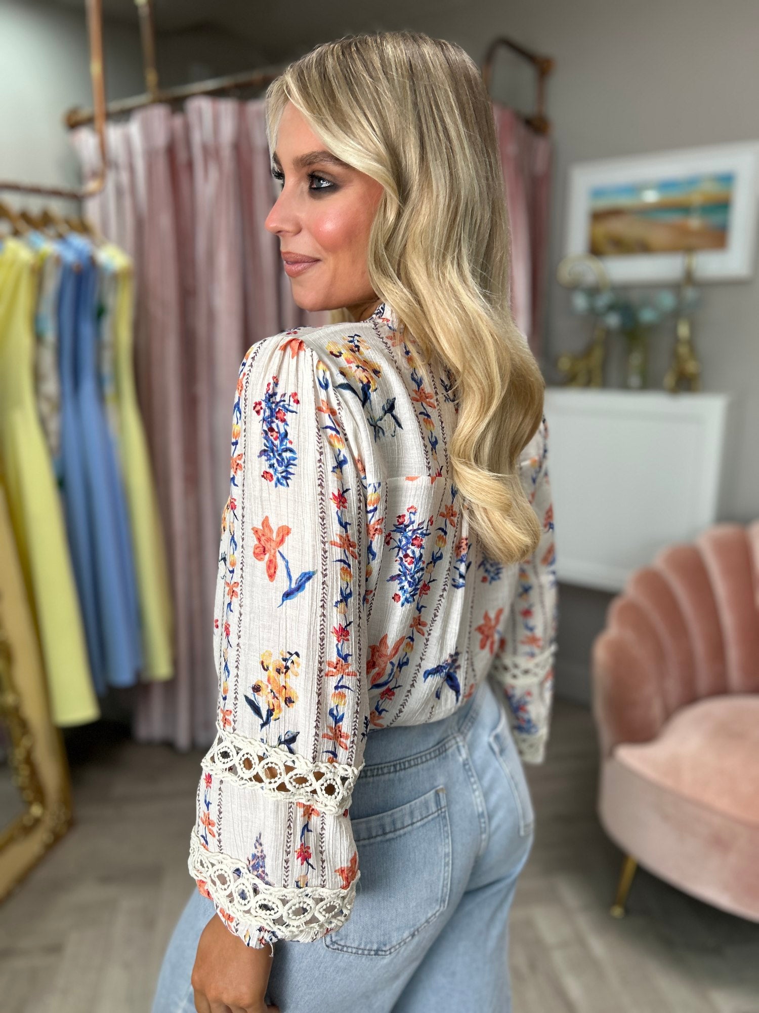 Effie Floral Blouse Blue - Image 4