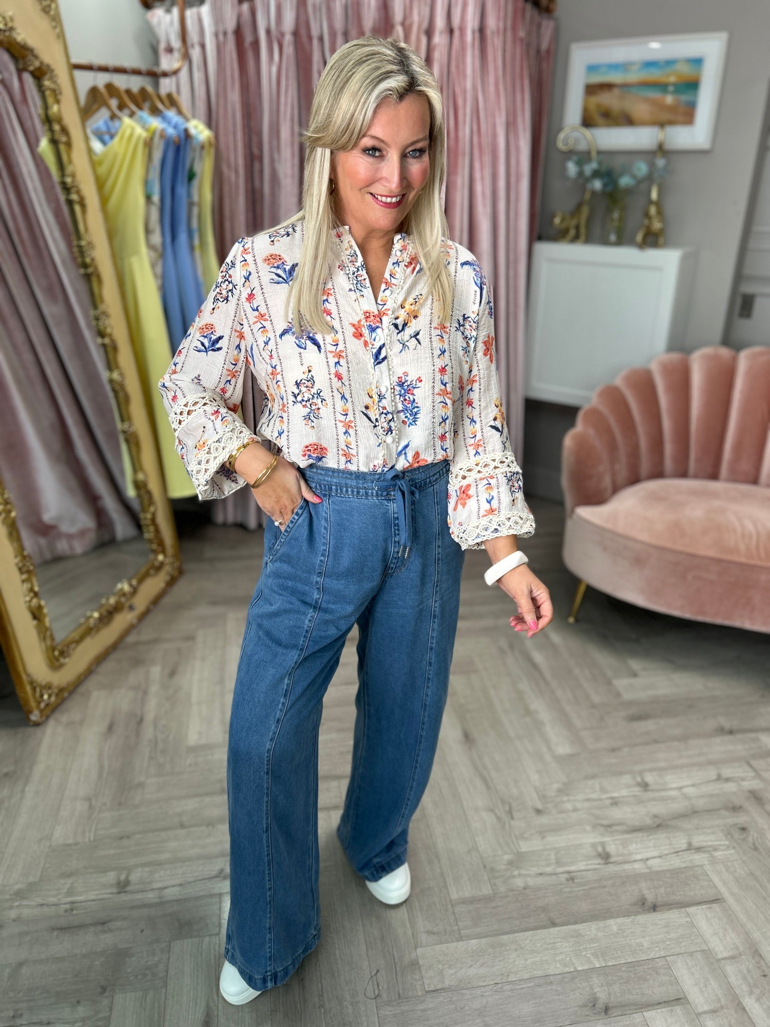 Effie Floral Blouse Blue - Image 8