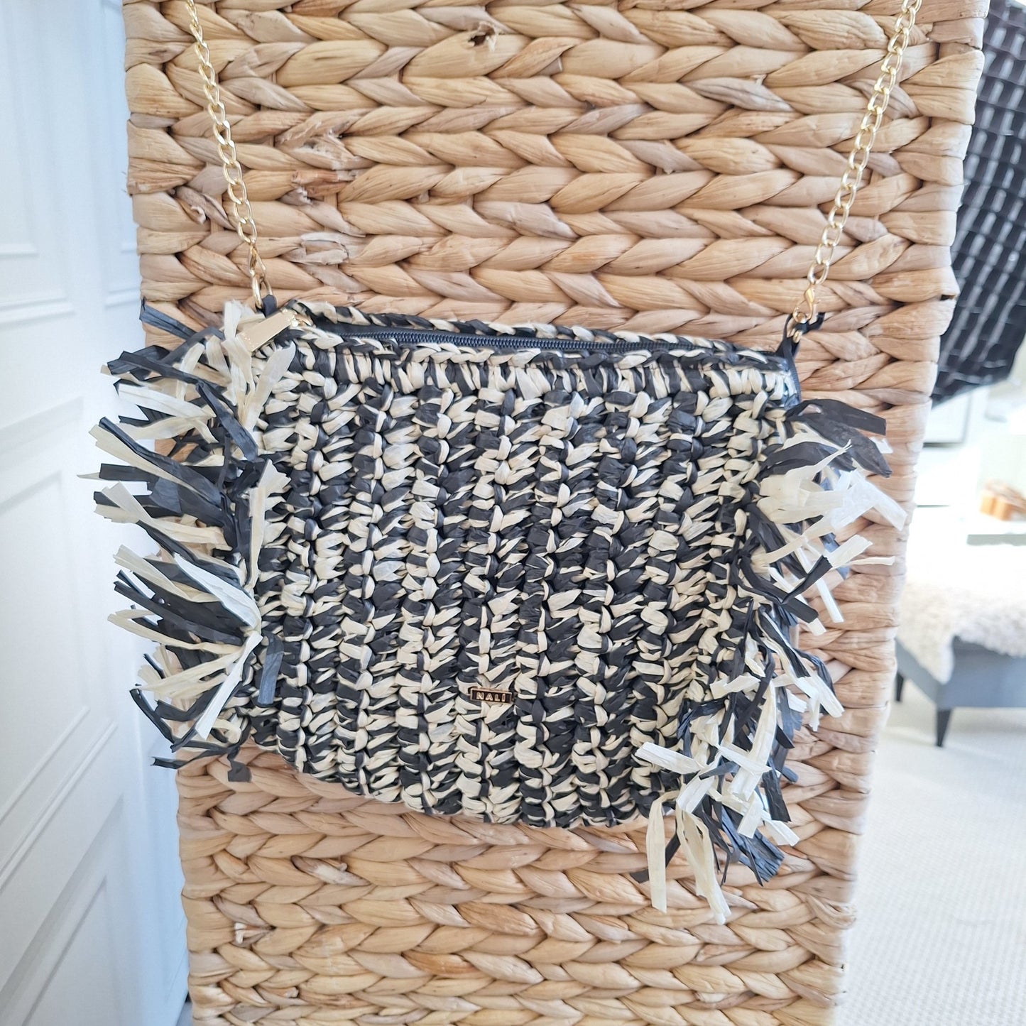 Black & Cream Woven Bag