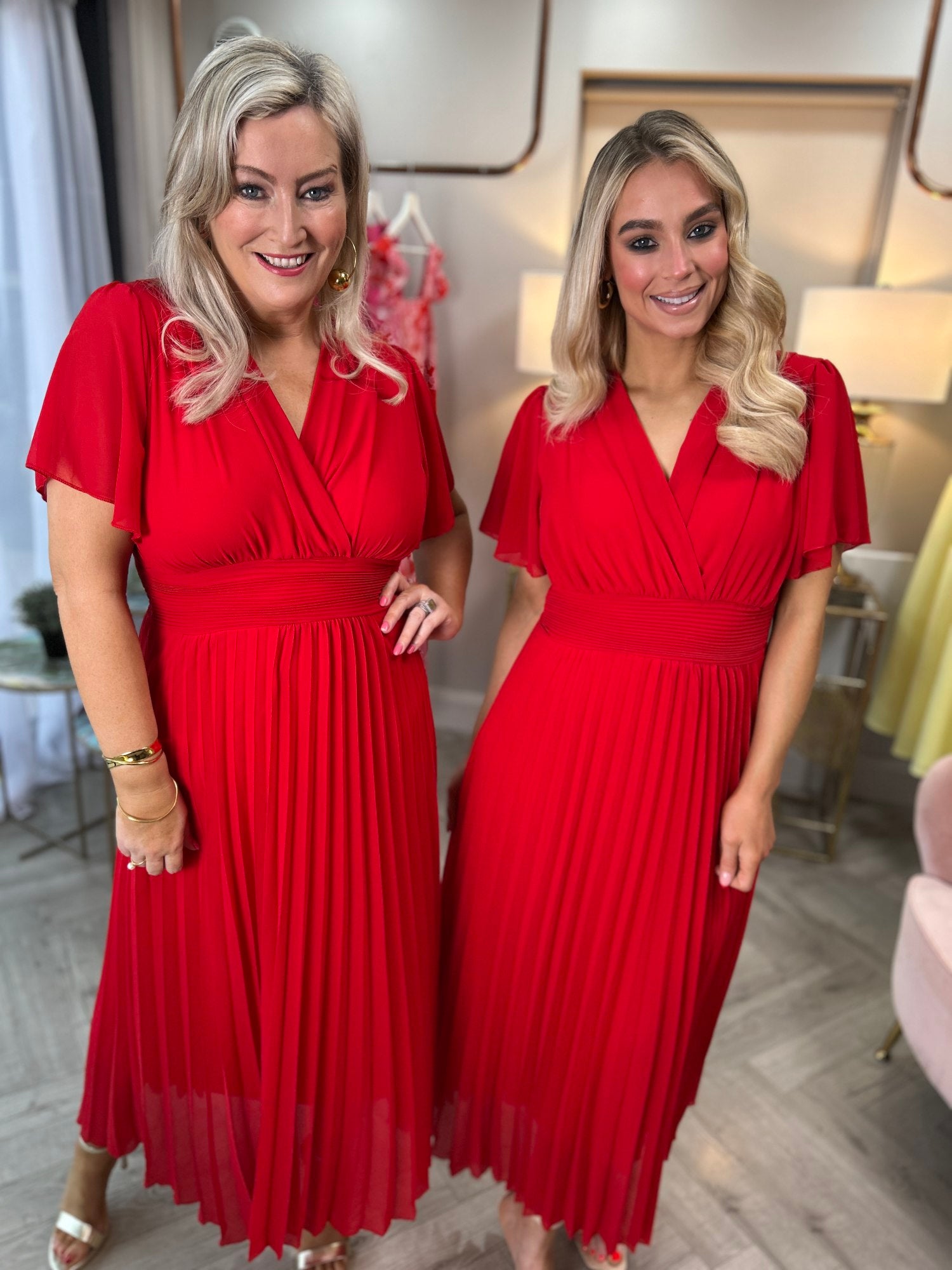 Fable Pleated Dress Red - Image 1