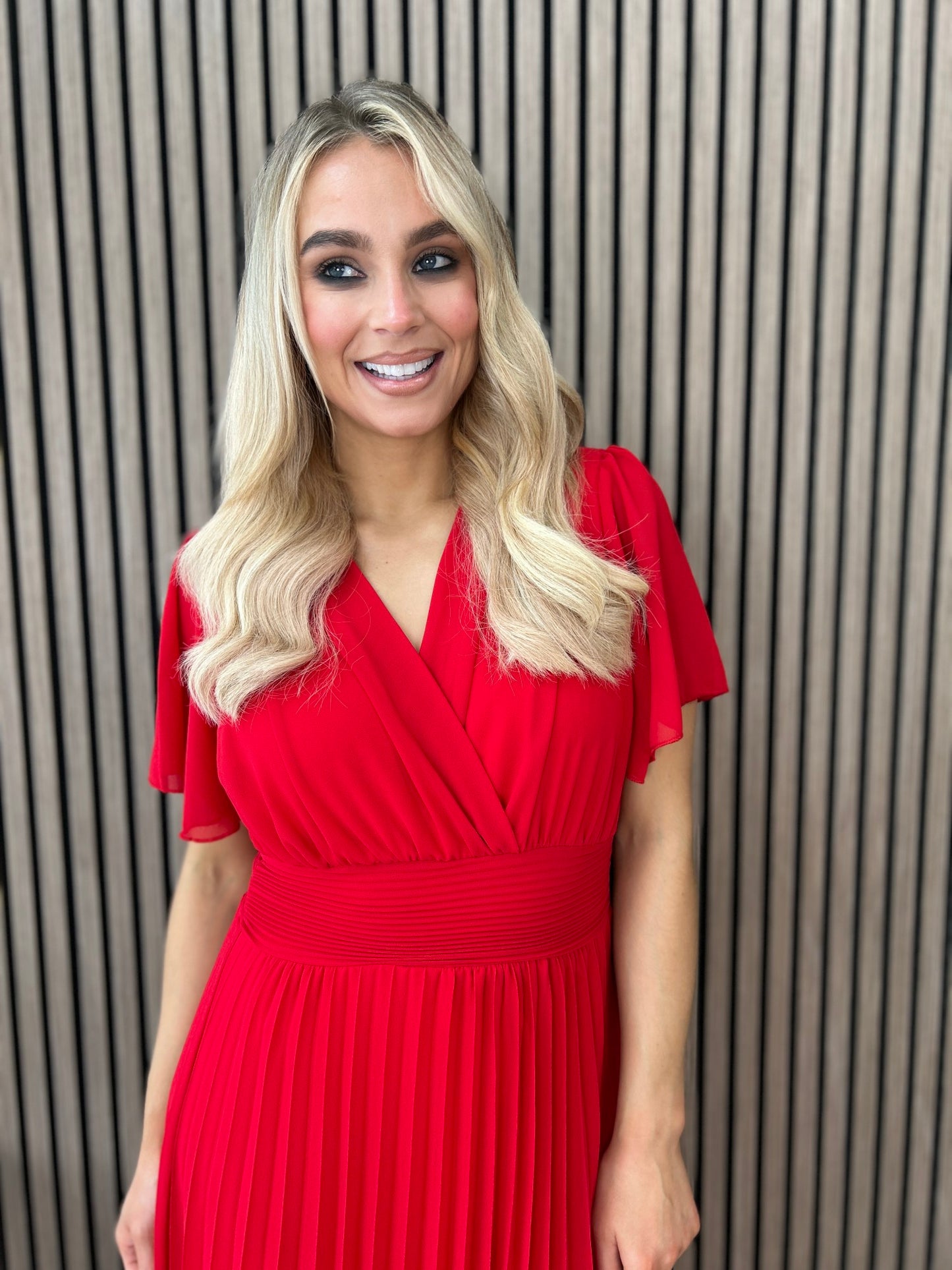 Fable Pleated Dress Red - Image 5