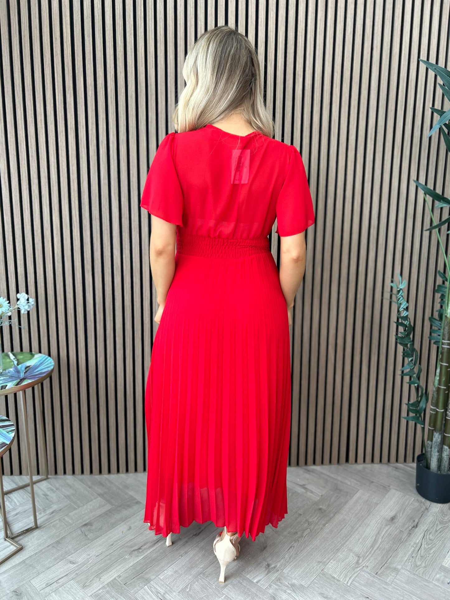Fable Pleated Dress Red - Image 8