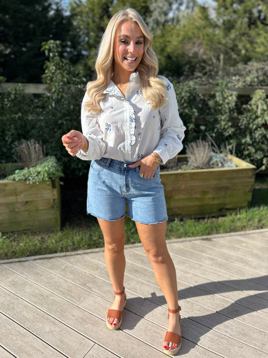 Amelia scallop denim shorts - Image unknown