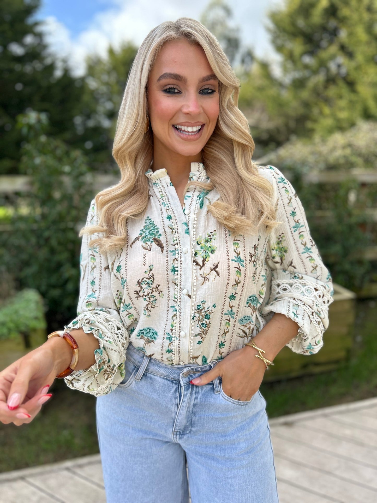 Effie Floral Blouse Green - Image 5