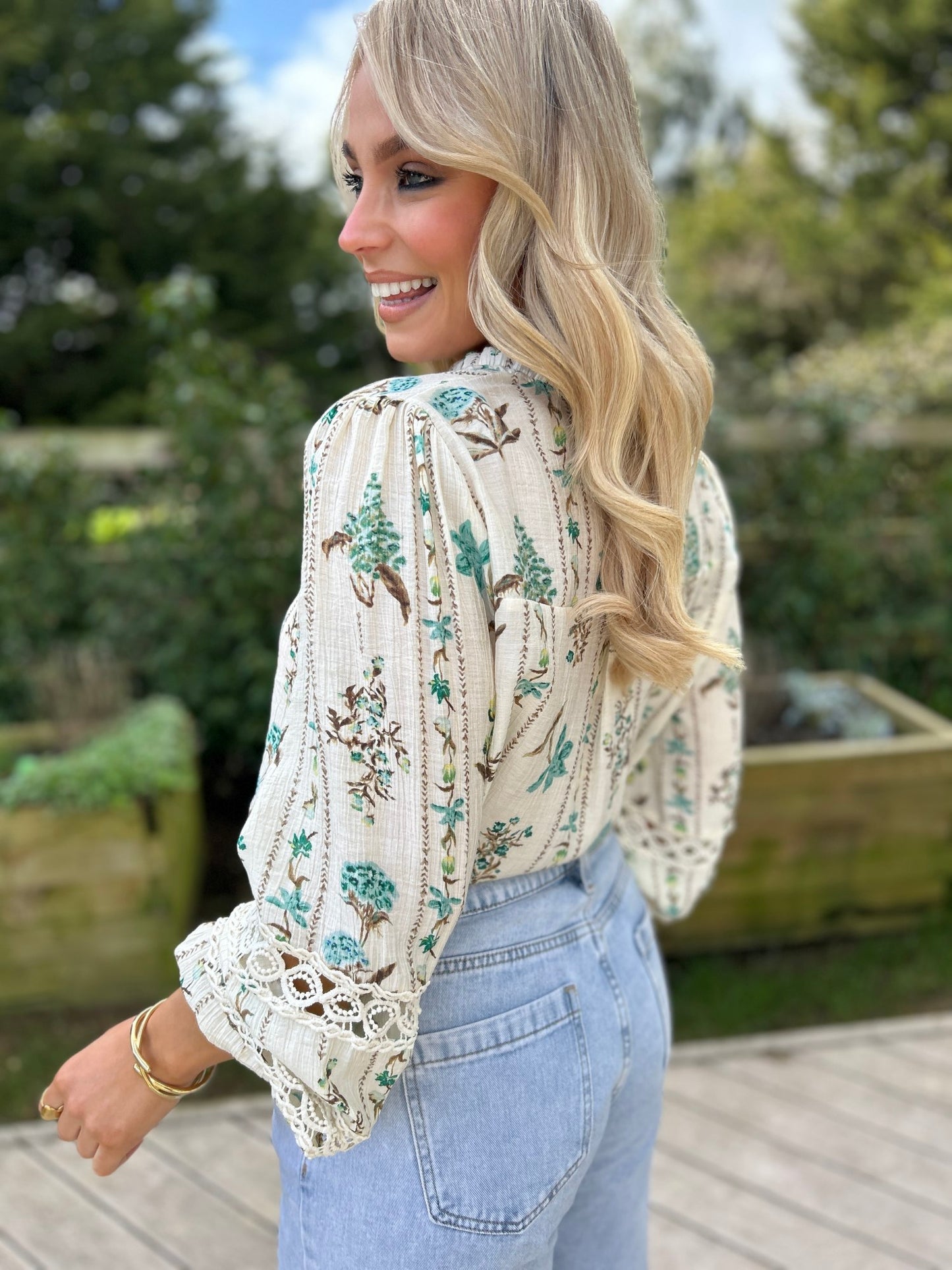 Effie Floral Blouse Green - Image 2