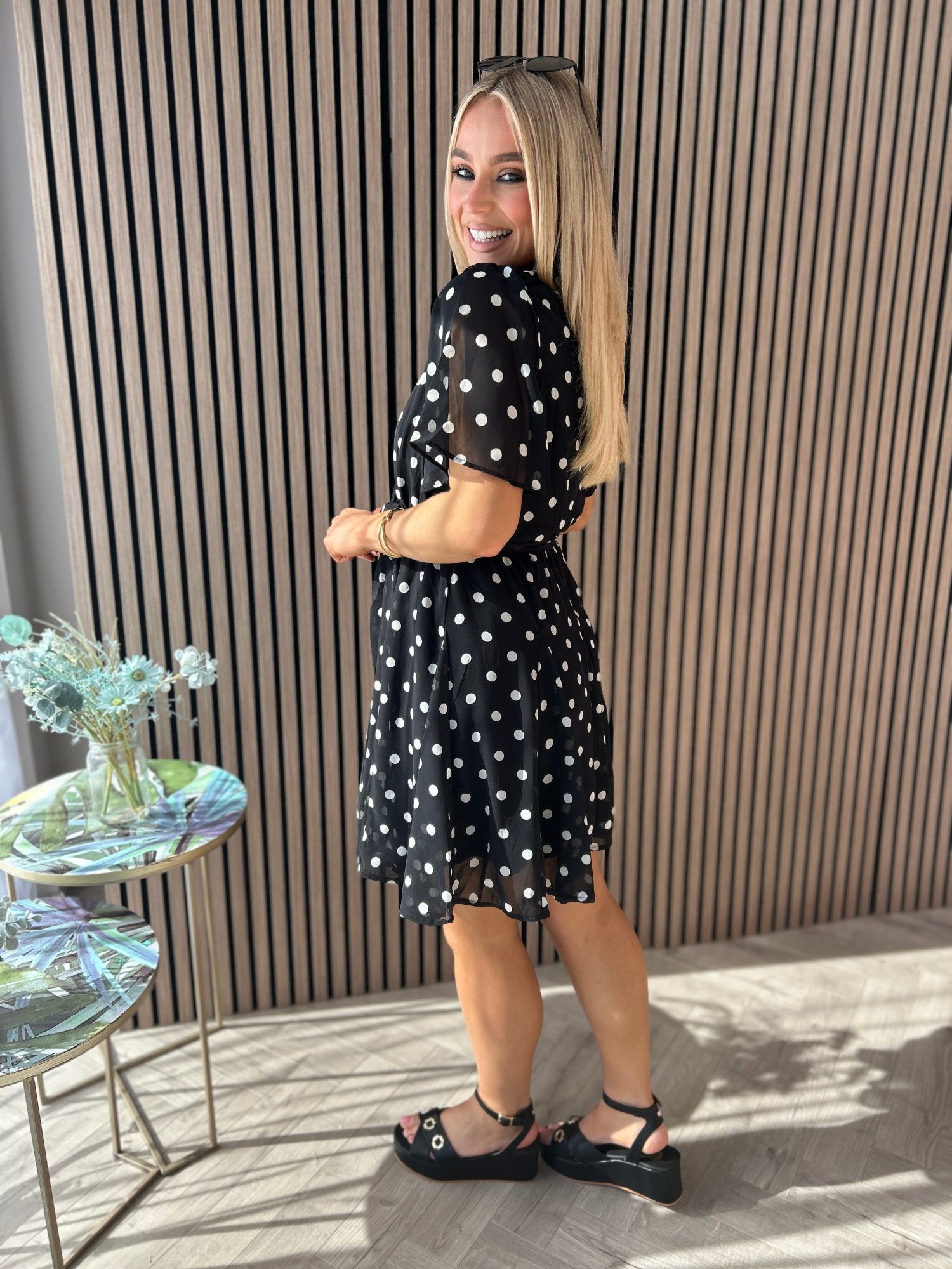 Solene Black Polka Dot Dress - Image 5