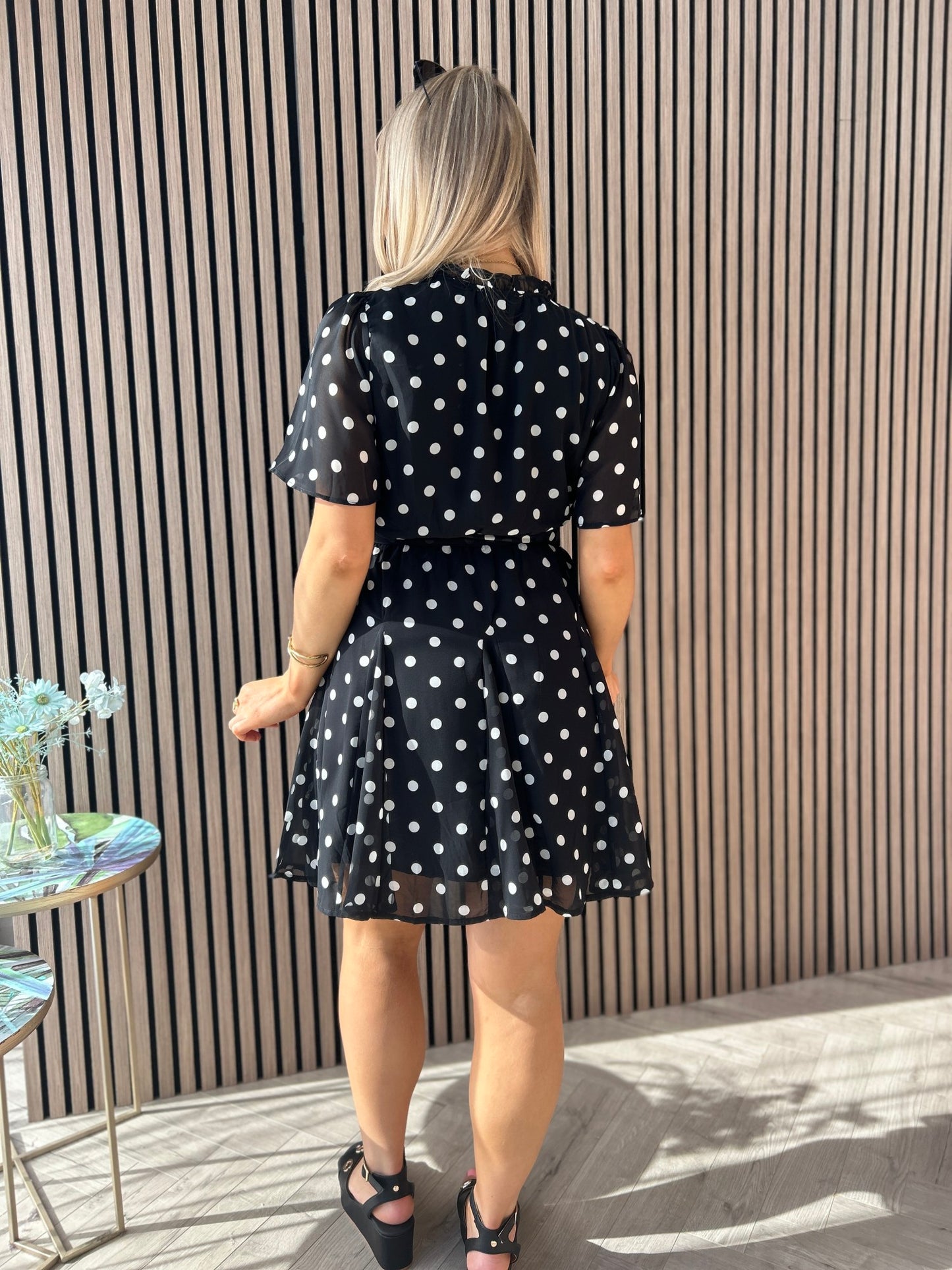 Solene Black Polka Dot Dress - Image 7