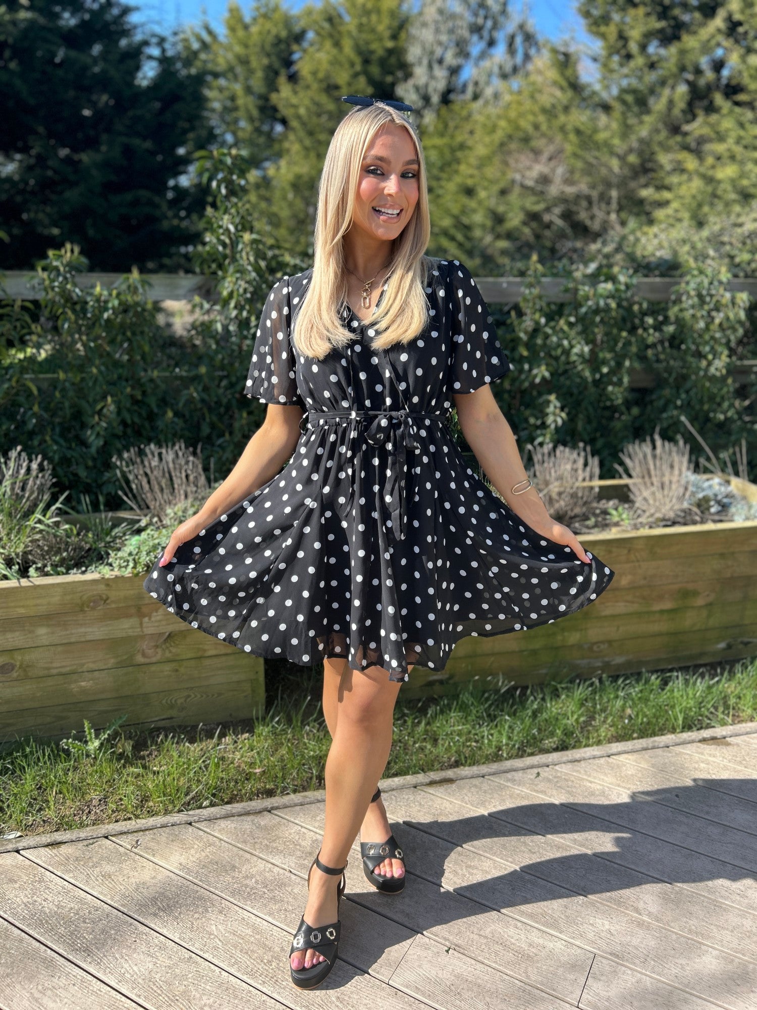 Solene Black Polka Dot Dress - Image 8