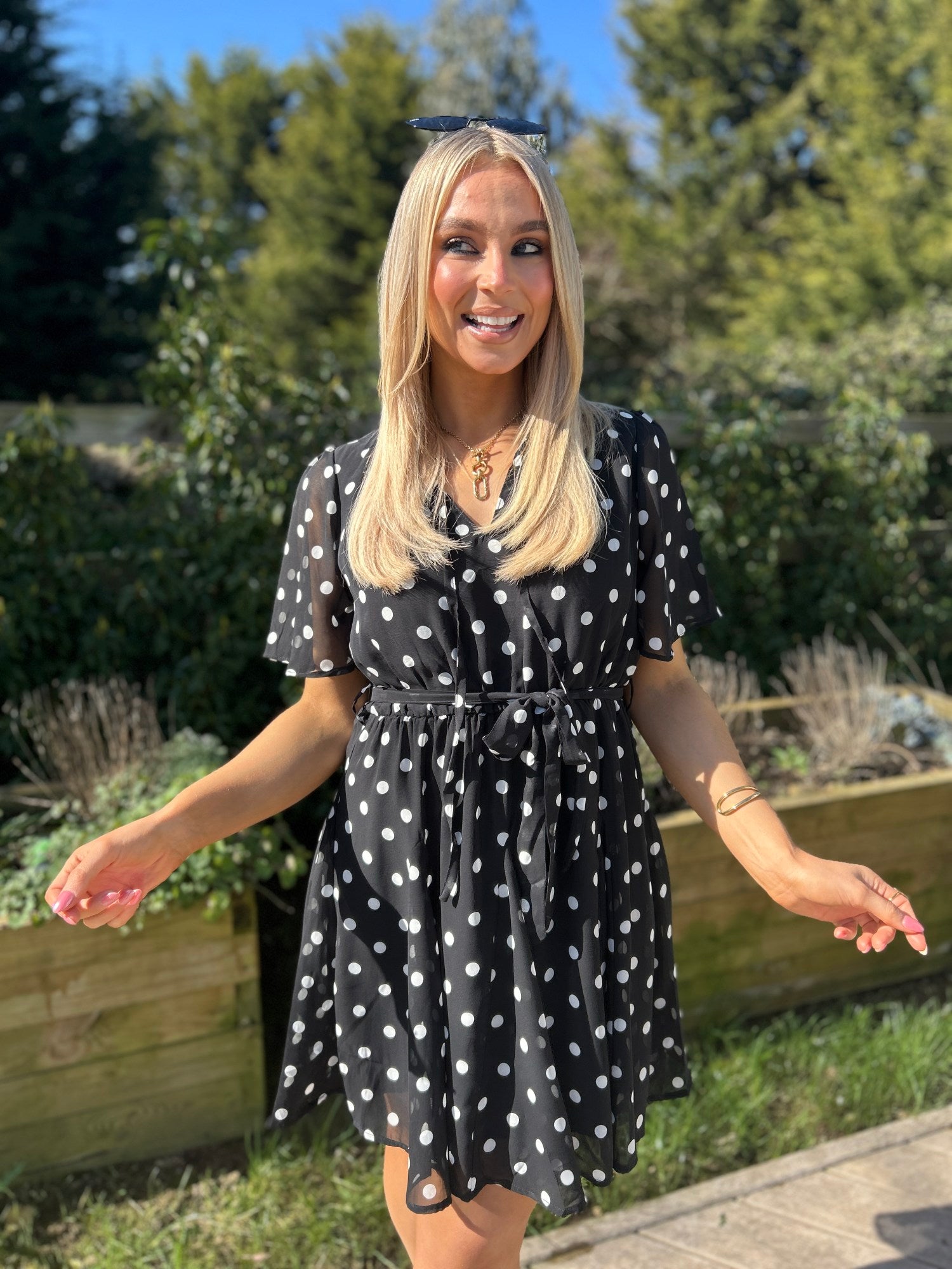 Solene Black Polka Dot Dress - Image 2