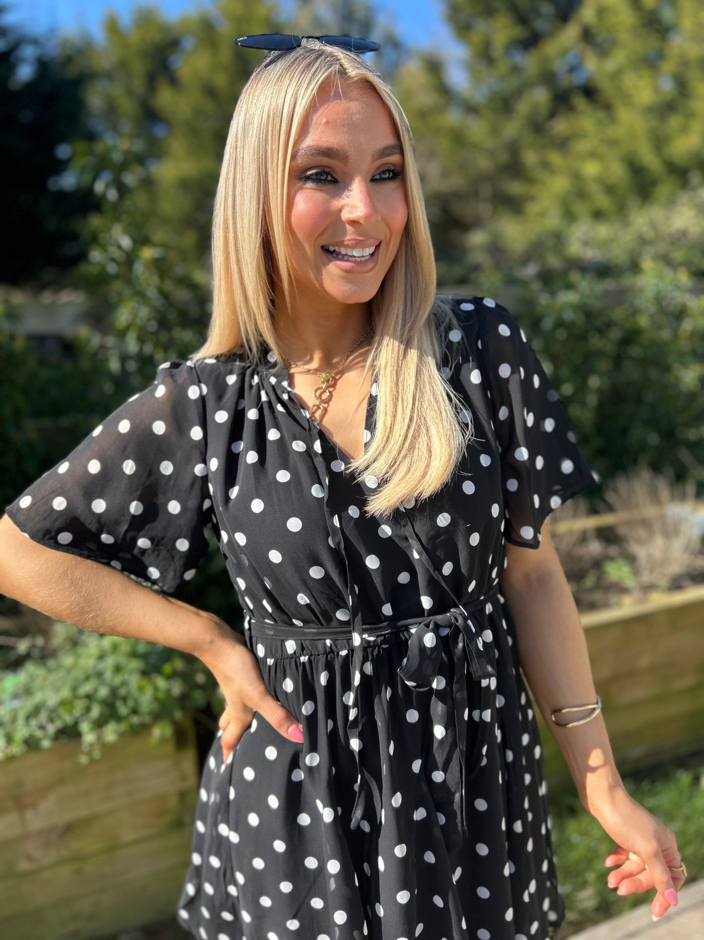 Solene Black Polka Dot Dress - Image 4