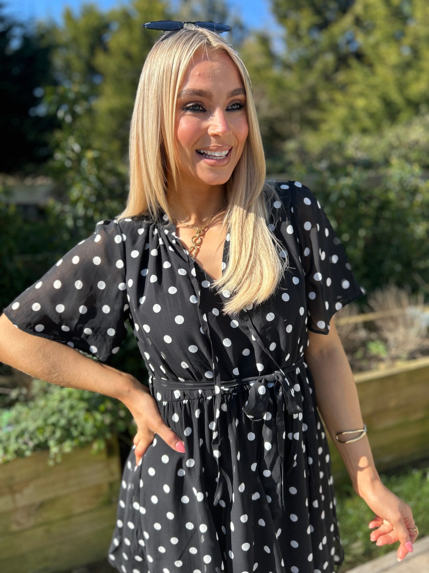 Solene Black Polka Dot Dress - Image 4