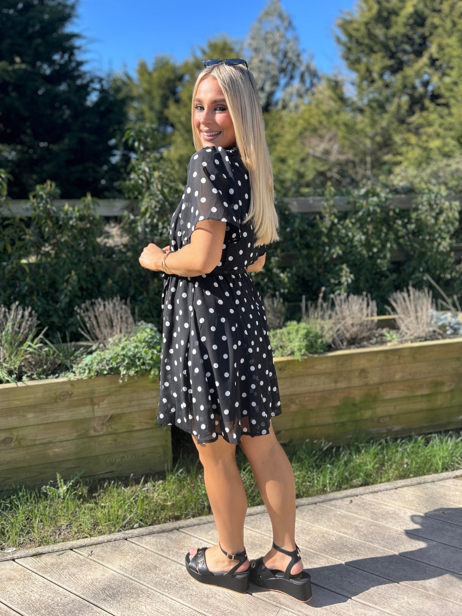 Solene Black Polka Dot Dress - Image 1