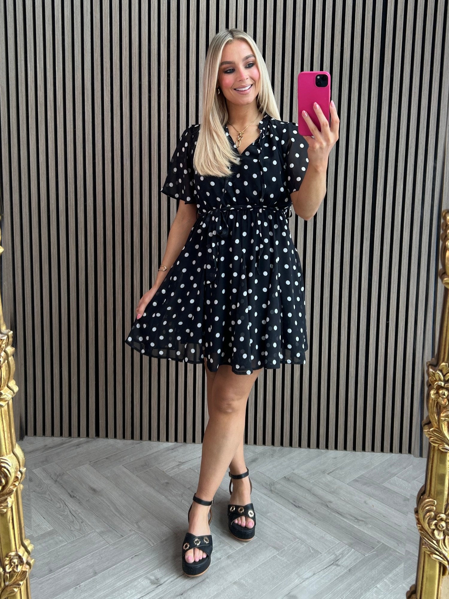 Solene Black Polka Dot Dress - Image 10