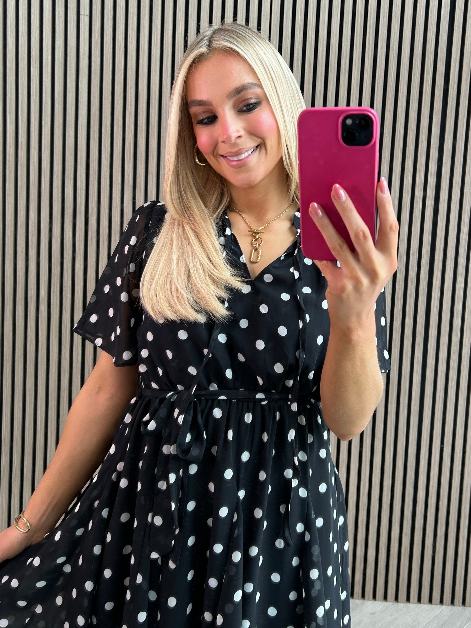 Solene Black Polka Dot Dress - Image 11