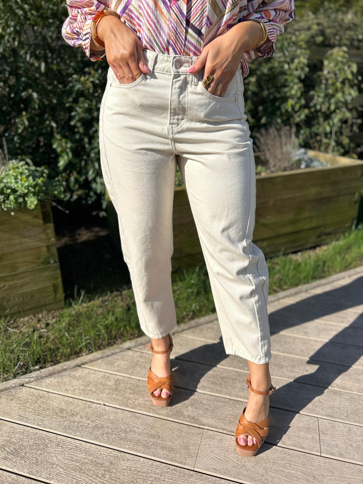 Dea Barrel Jeans Ecru Short - Image 6