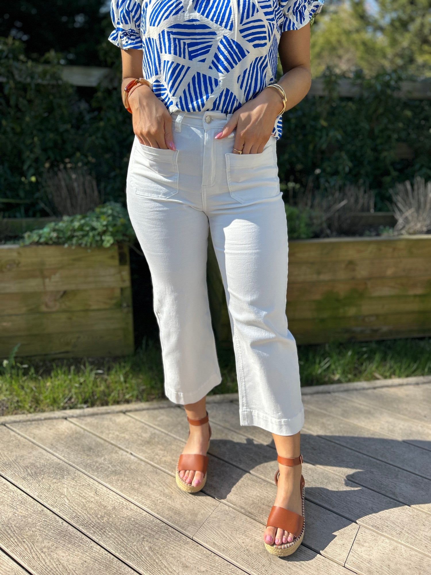 Enid Crop White Jean