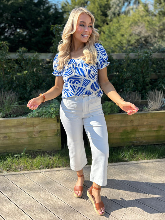 Enid Crop White Jean