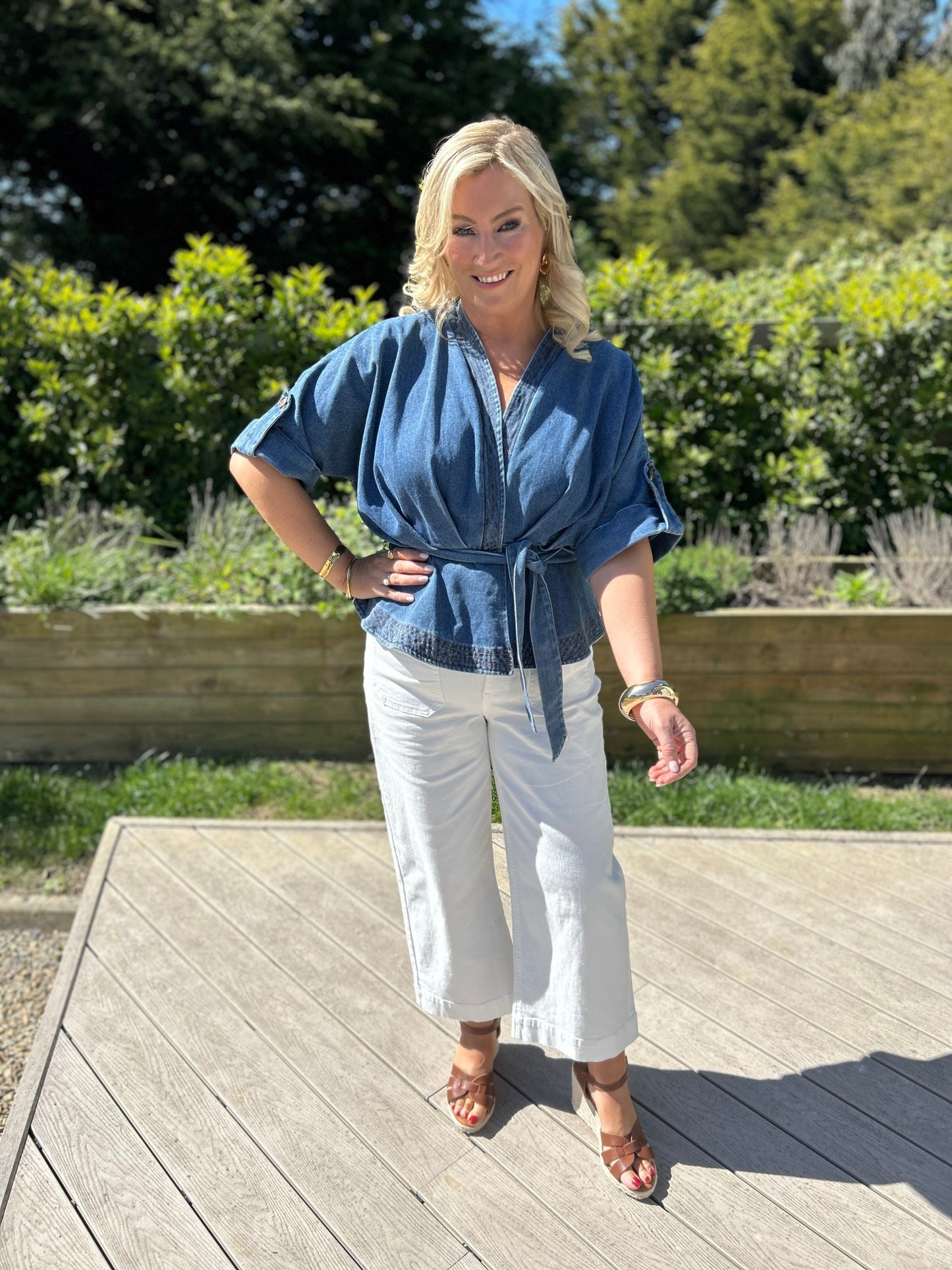 Brooke Denim Wrap Top - Image 4