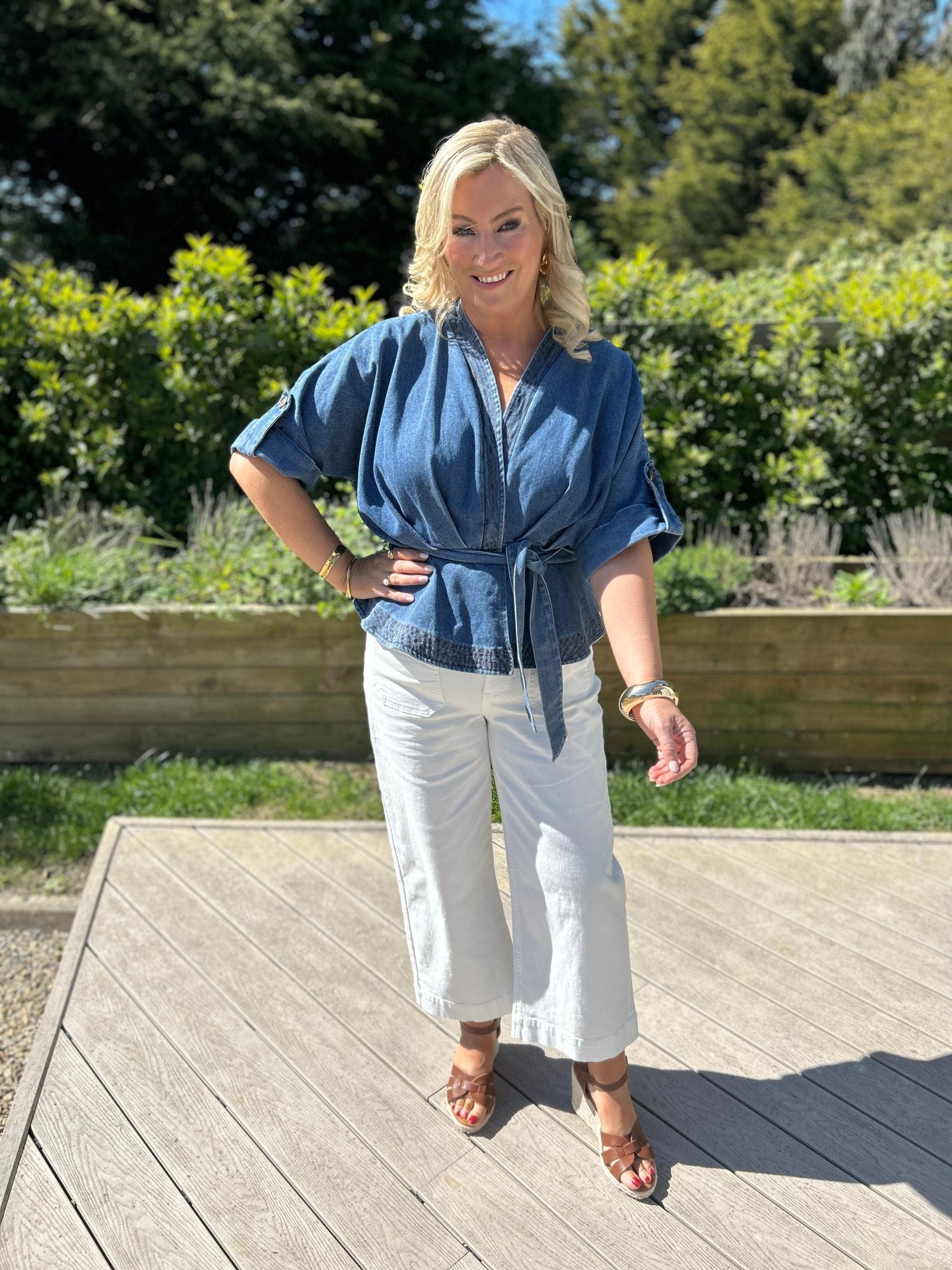 Brooke Denim Wrap Top - Image 4