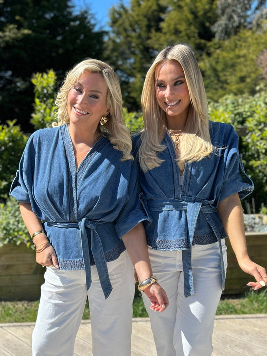 Brooke Denim Wrap Top - Image unknown