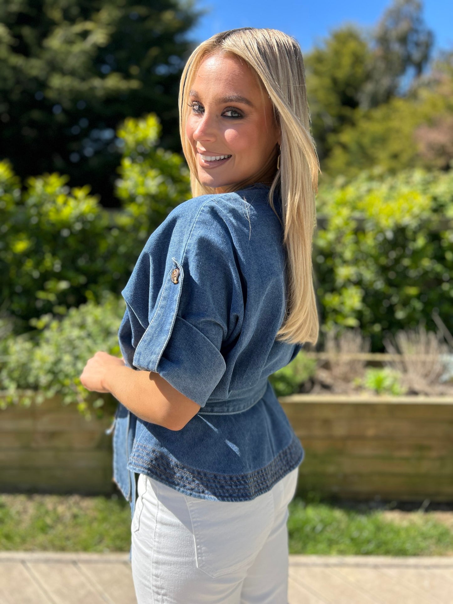 Brooke Denim Wrap Top - Image 9