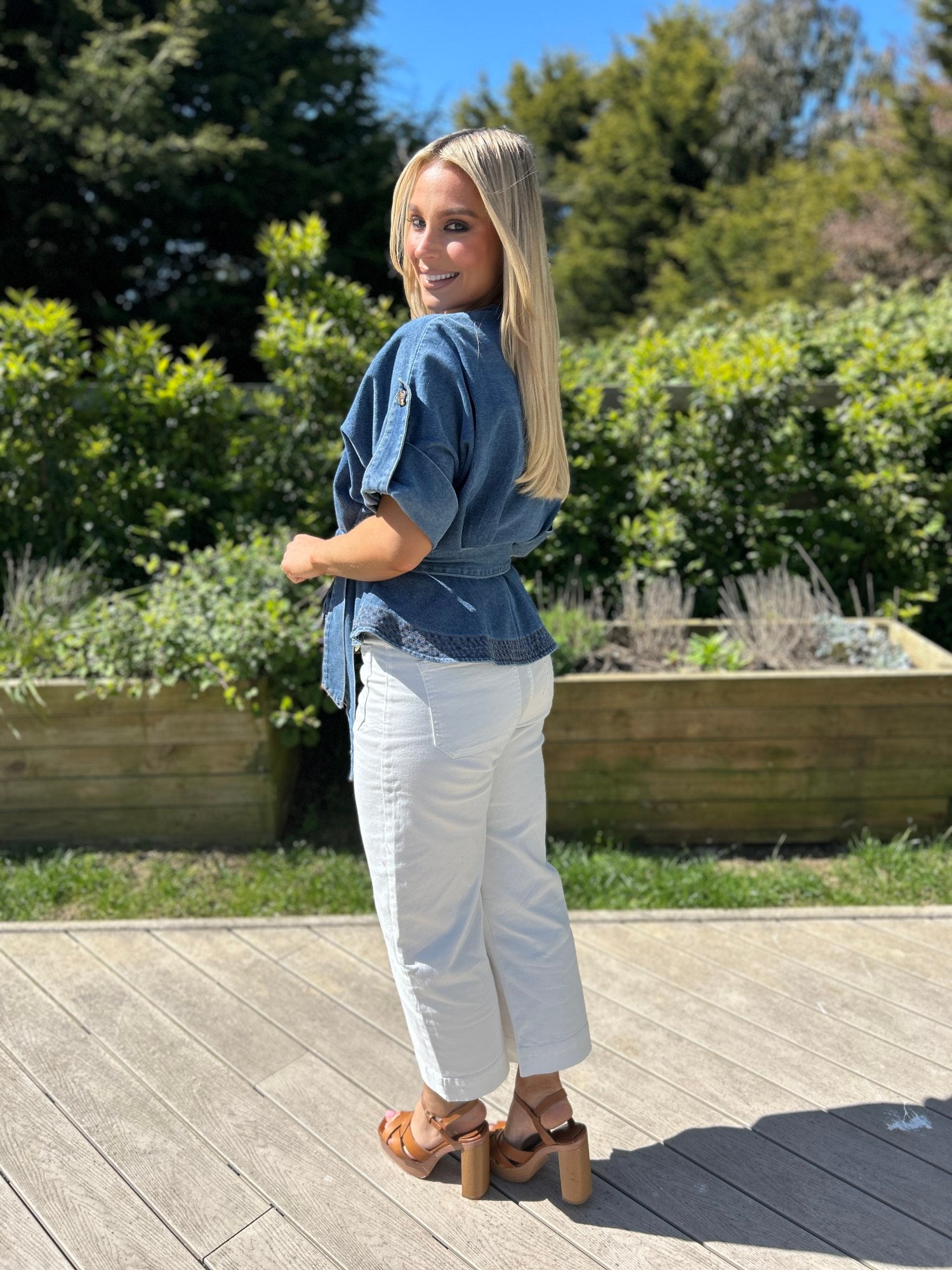 Brooke Denim Wrap Top - Image 2