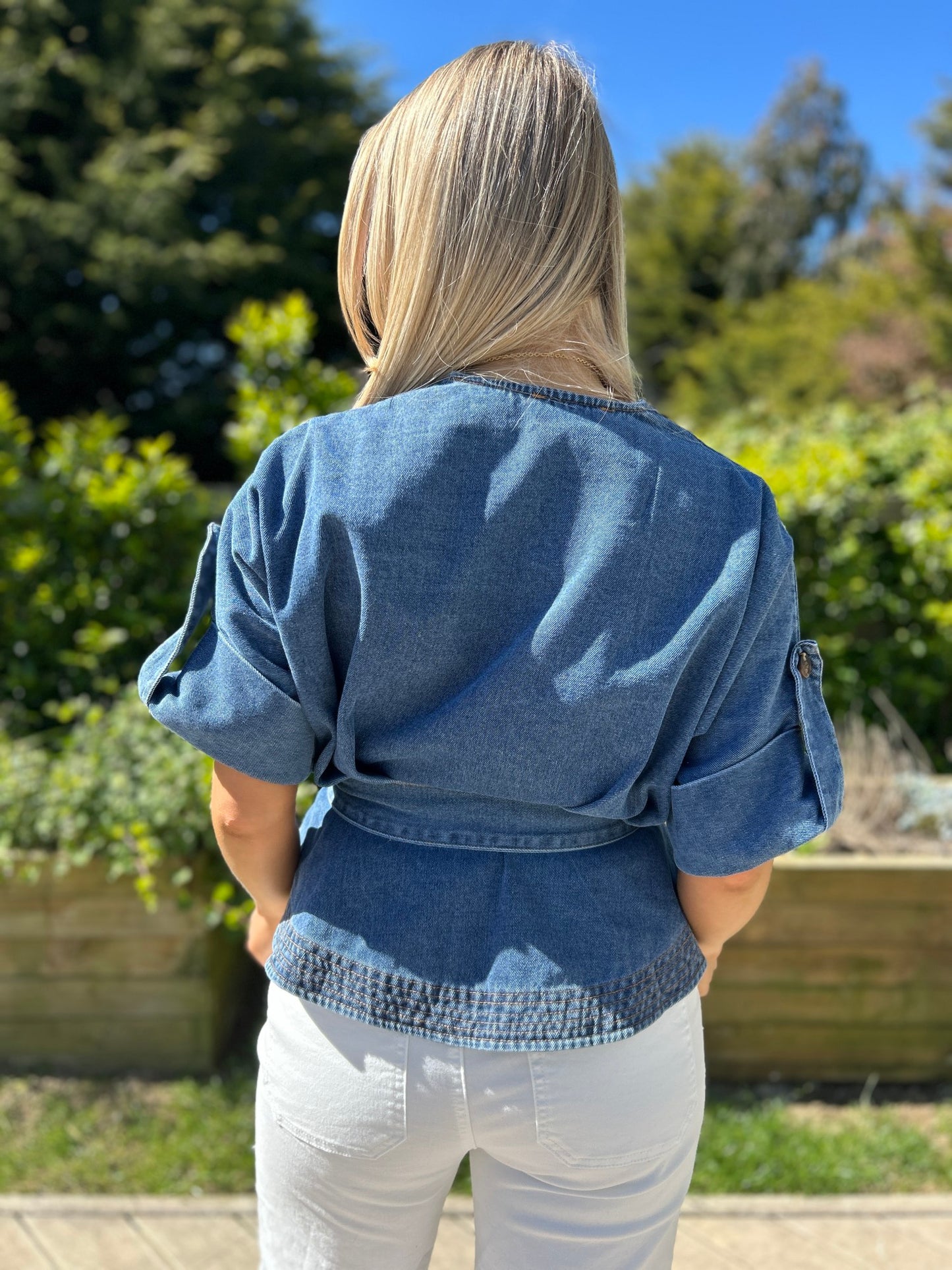 Brooke Denim Wrap Top - Image 11