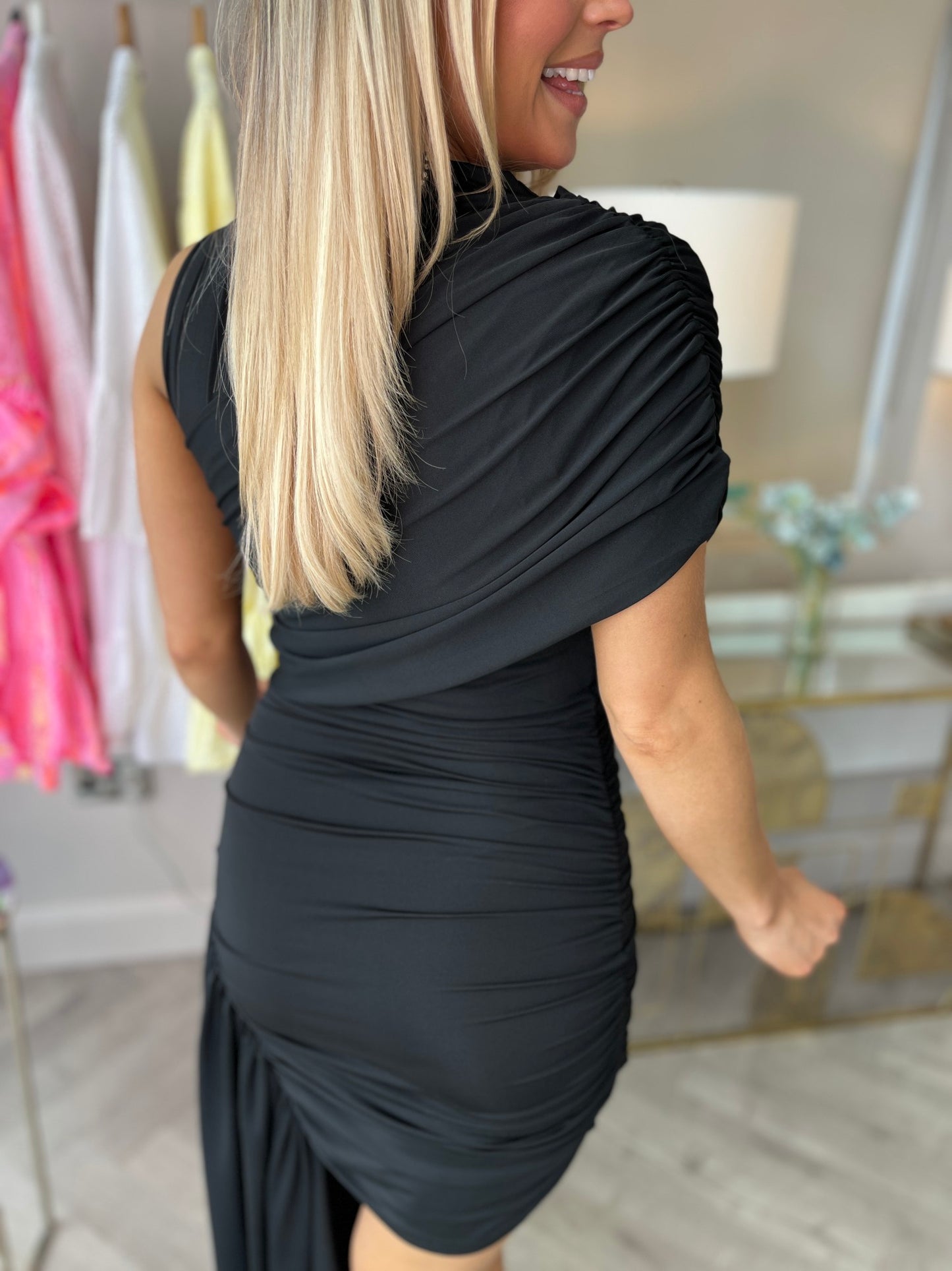 Ava Black Mini Dress - Image 9