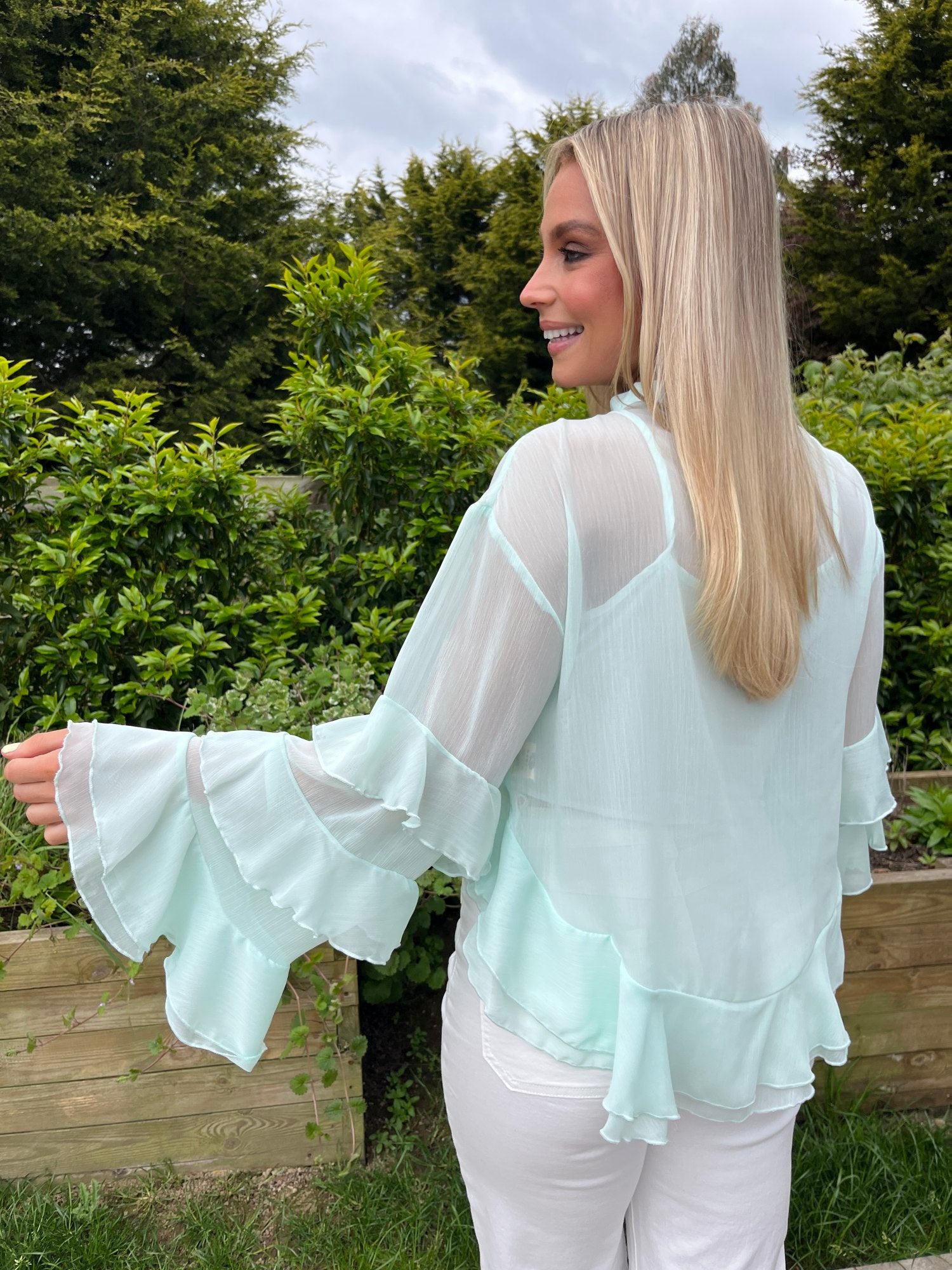 Cassidy Sheer Mint Blouse - Image 1