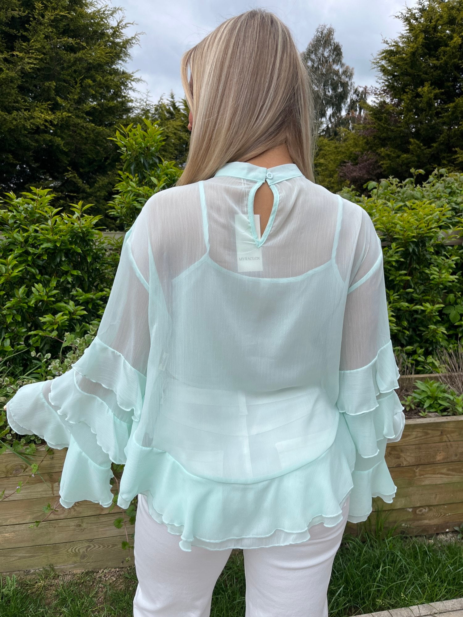 Cassidy Sheer Mint Blouse - Image 4