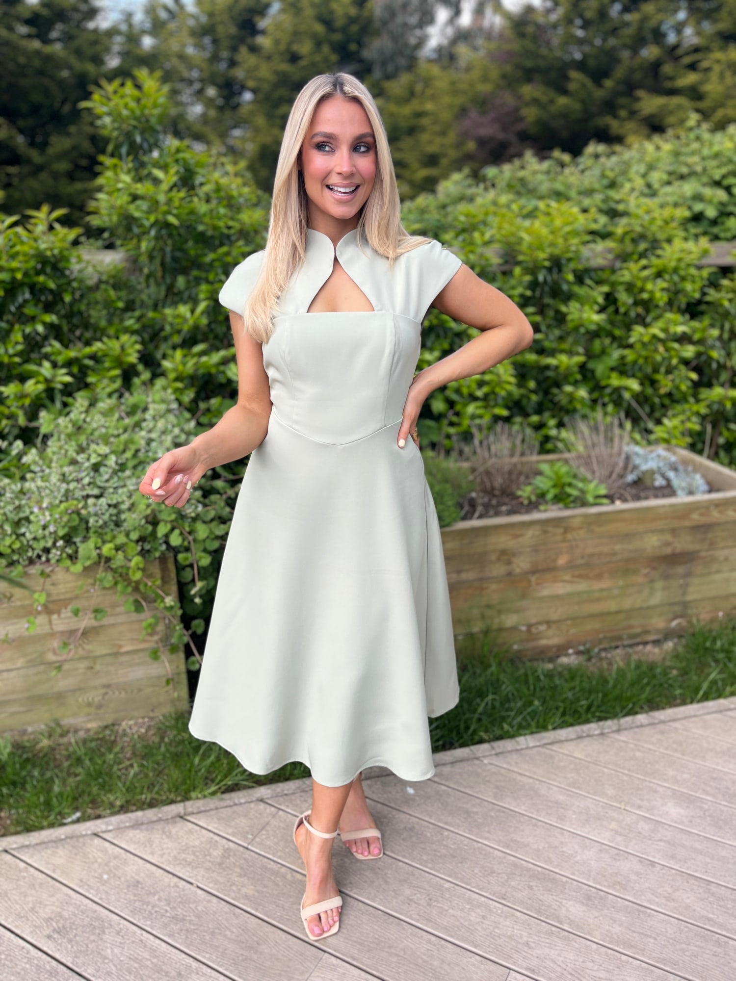 knee length dresses for ladies Amora Midi Dress Sage – Ruby Rouge Boutique