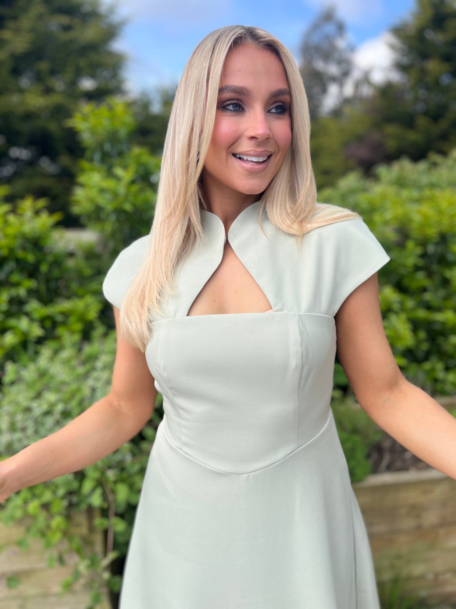 Amora Midi Dress Sage  Ruby Rouge Boutique