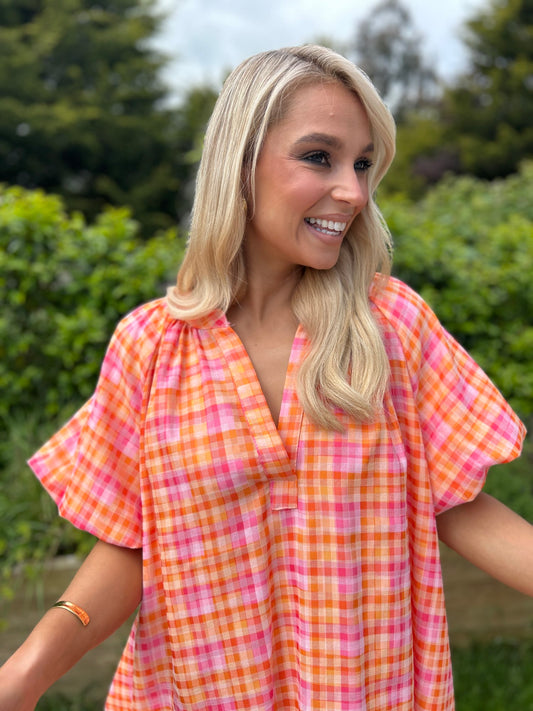 Briony Orange and Pink Dress - Image 1