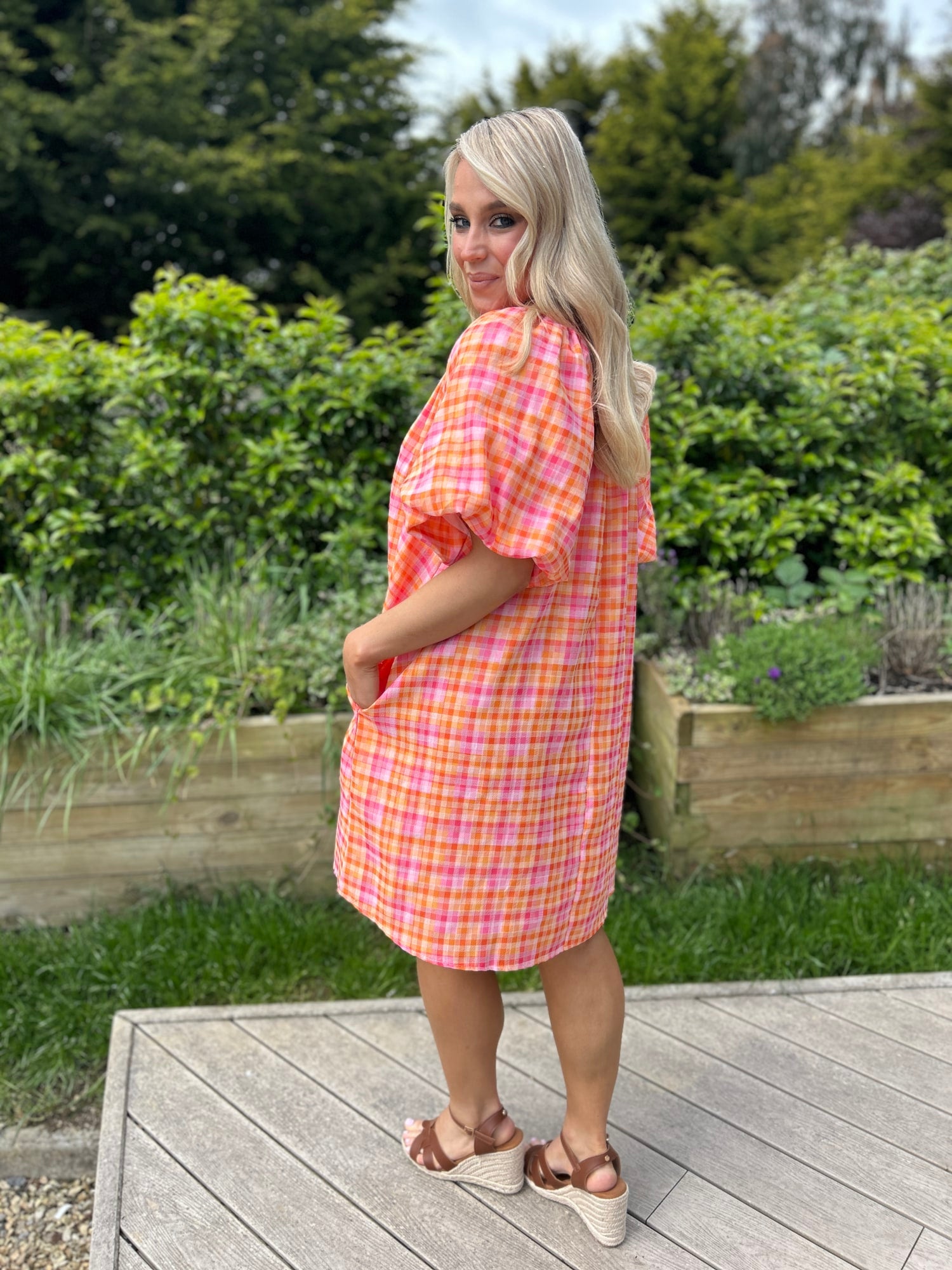 pink and orange gingham dress SSYS Jessie Gingham Maxi Dress