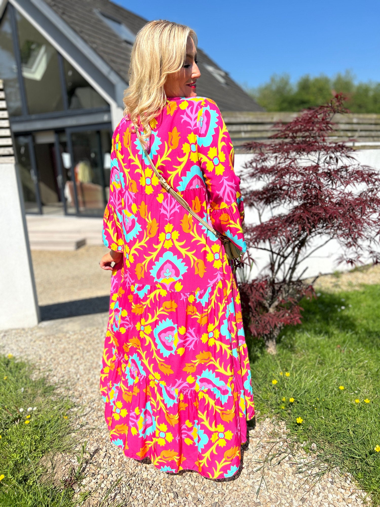 Grace Midi Dress Fuchsia - Image 1