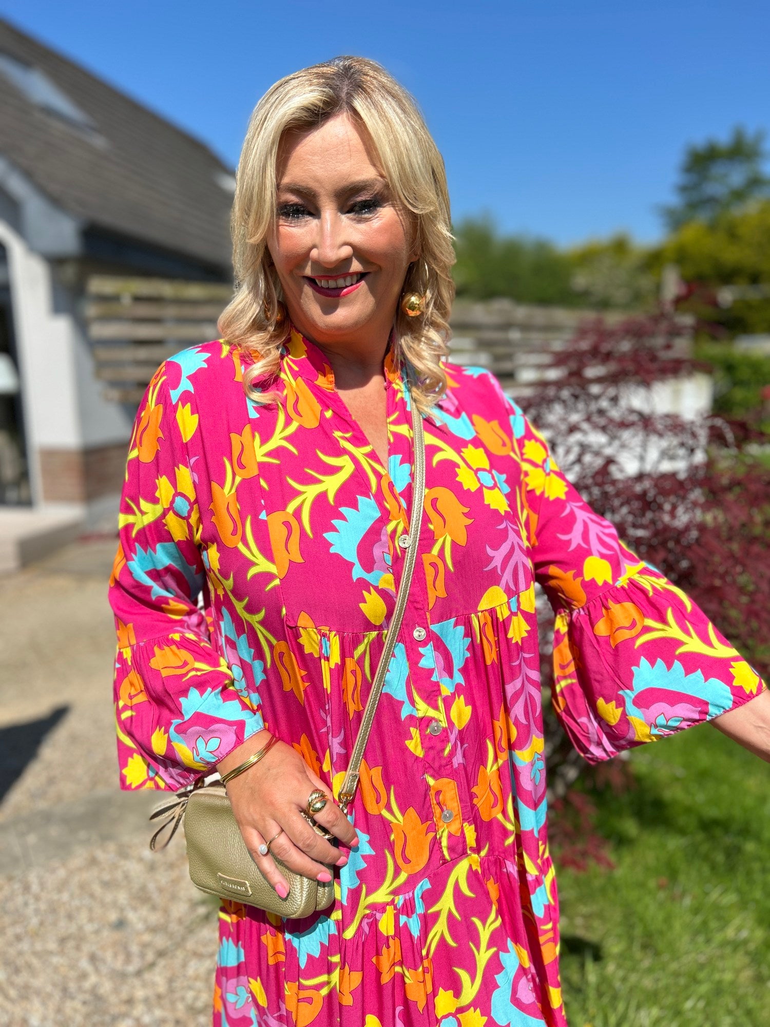 Grace Midi Dress Fuchsia - Image 2