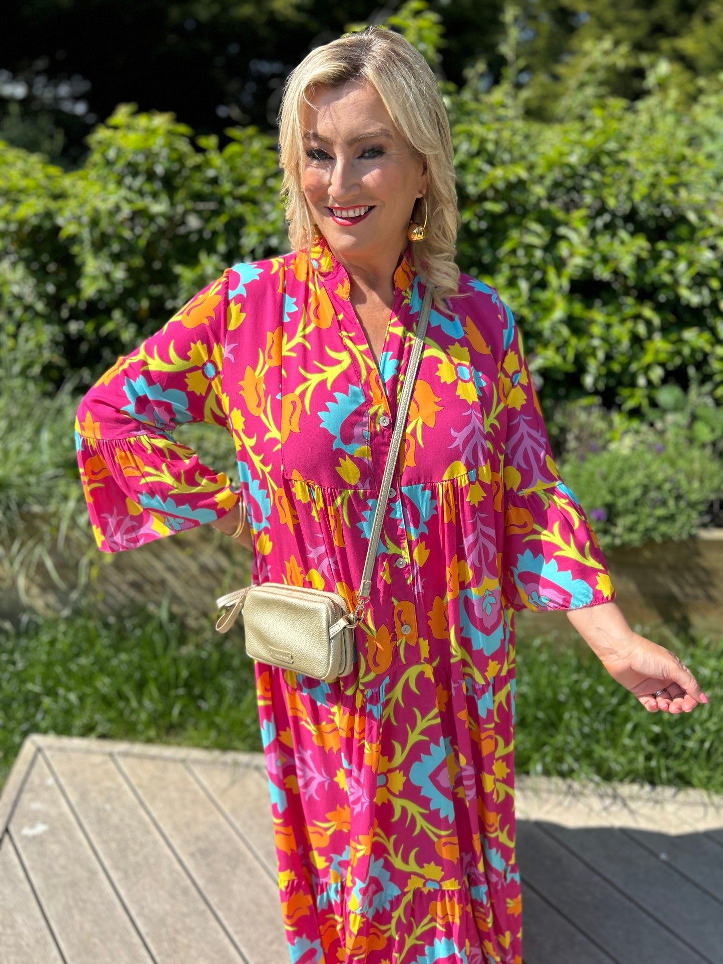 Grace Midi Dress Fuchsia - Image 3