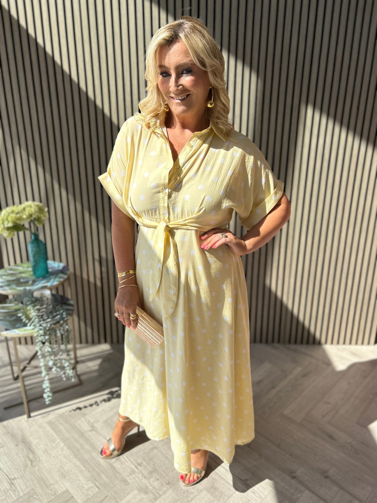 Meredith Polka Dot Dress Yellow - Image 2
