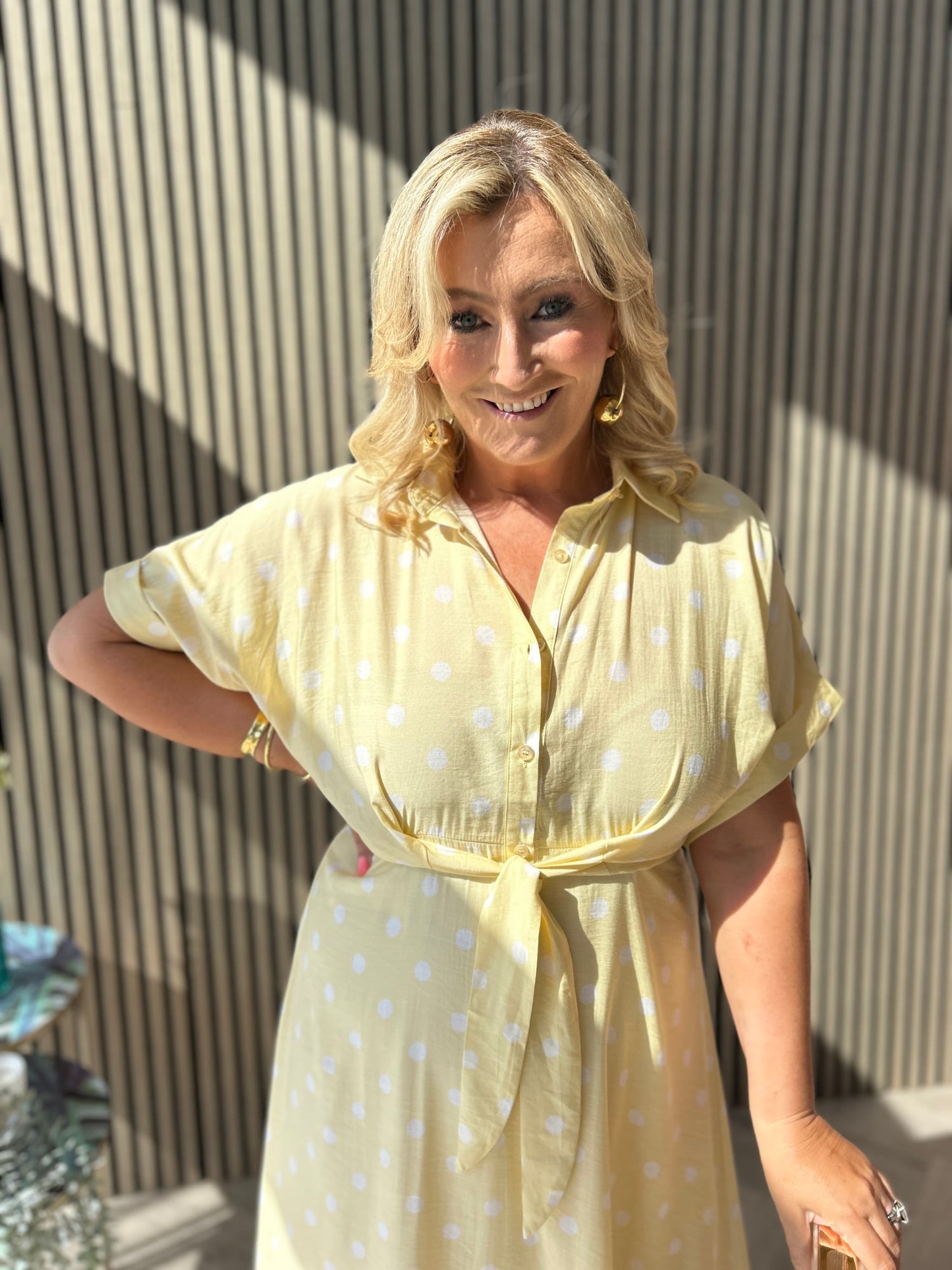 Meredith Polka Dot Dress Yellow - Image 3