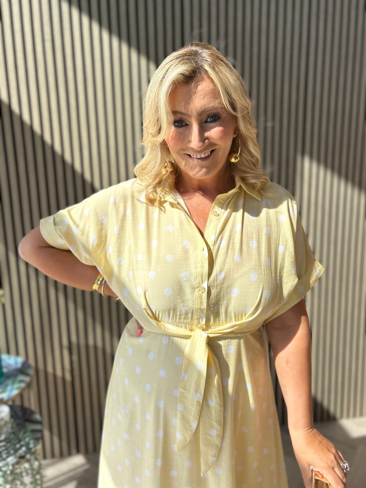 Meredith Polka Dot Dress Yellow - Image 3