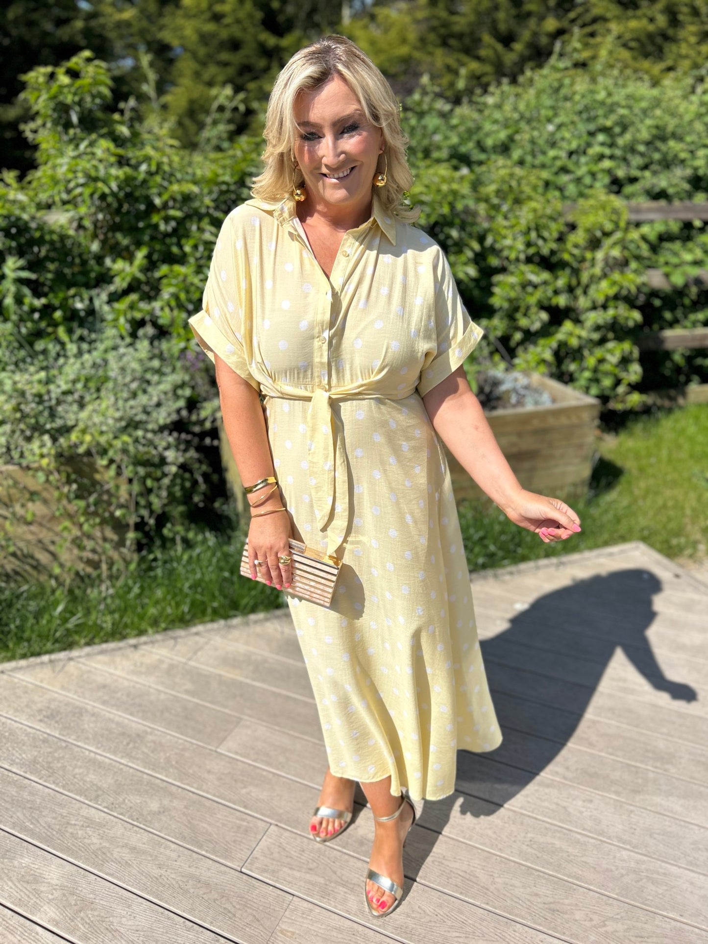 Meredith Polka Dot Dress Yellow - Image 6