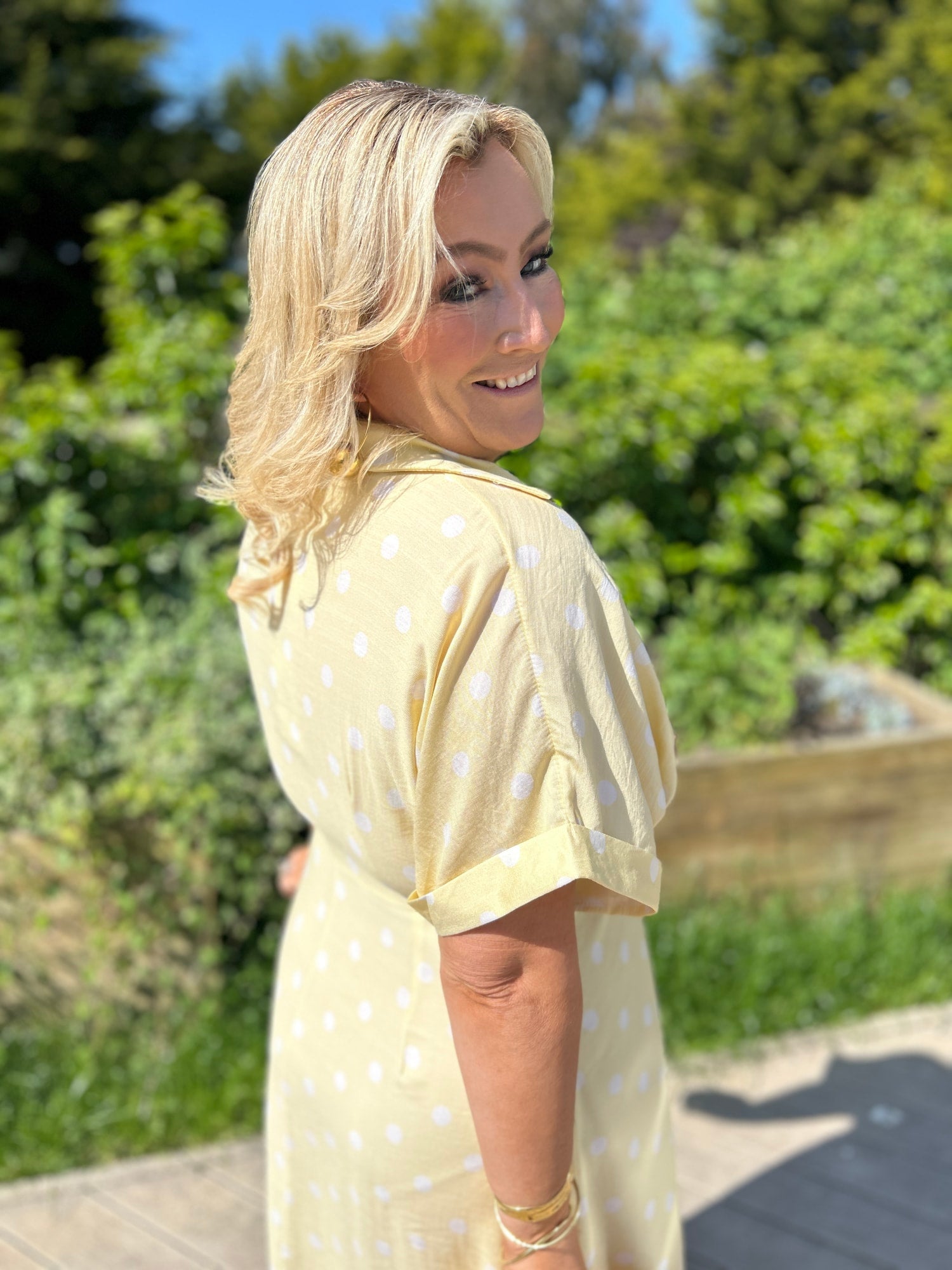 Meredith Polka Dot Dress Yellow - Image 1