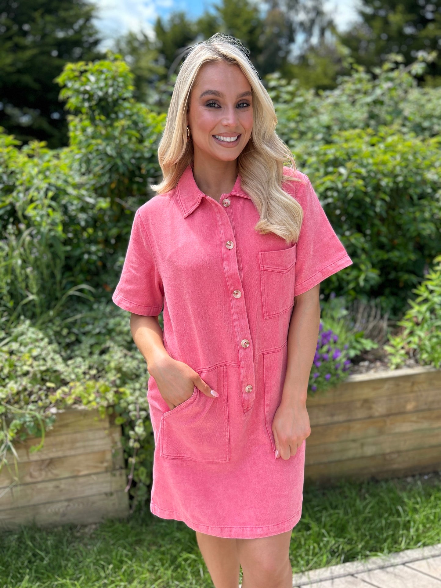 June Coral Denim Dress - Image 2