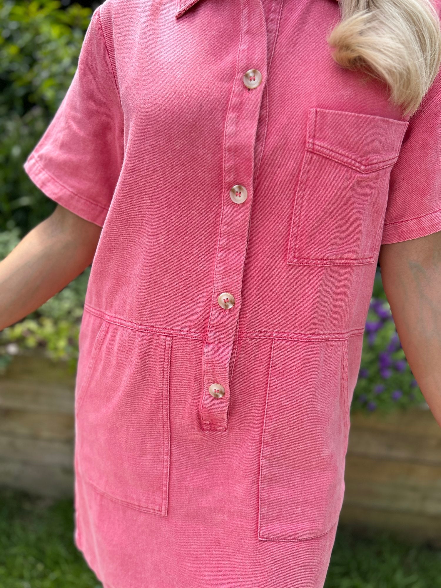 June Coral Denim Dress - Image 3