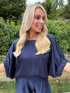 Lille Satin Top  Navy - Image unknown