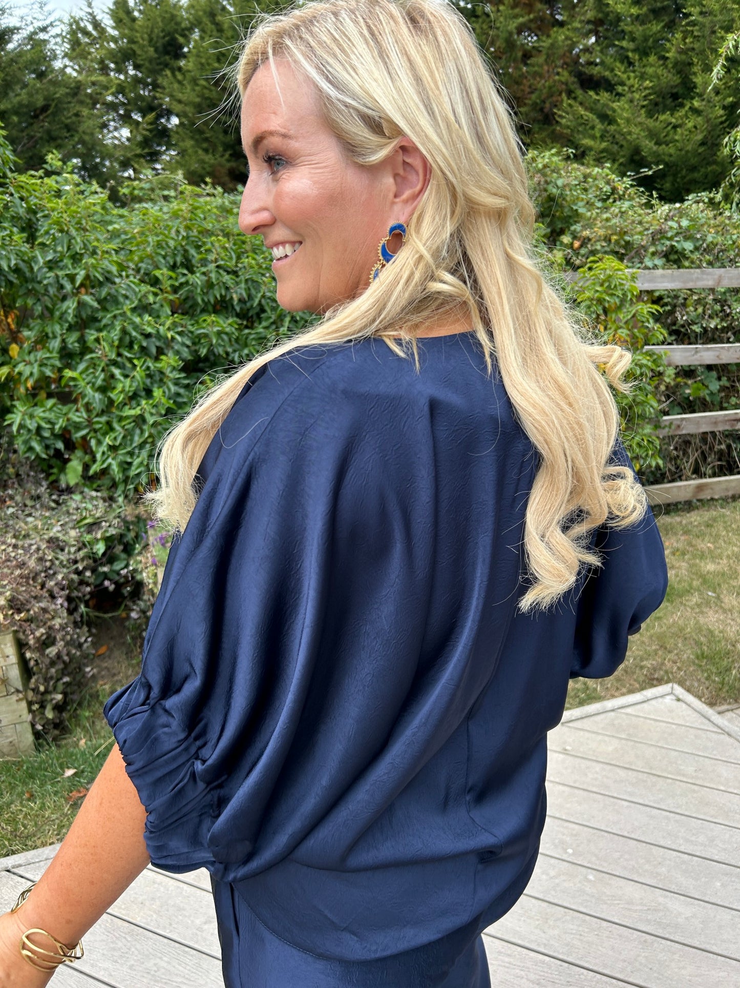Lille Satin Top  Navy - Image 8